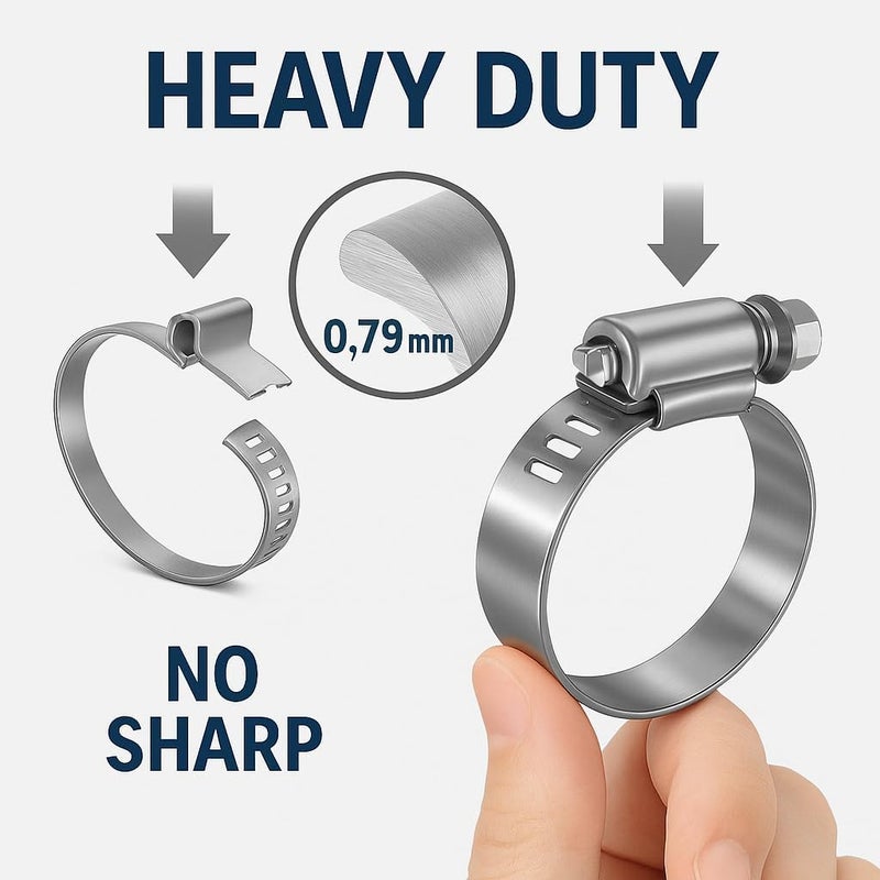 NexaNova 316L Stainless Steel Clamps Marine Grade Corrosion Resistant Heavy Duty Hose Clamps (13-19 mm, 1/2" - 3/4") 4Pcs - Image 4